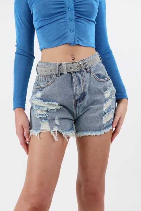 Aimee Frayed Hem Denim Shorts 