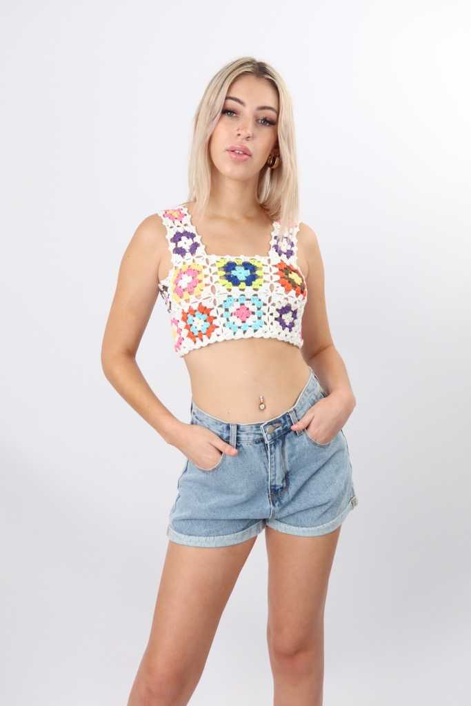 Camille Floral Crochet Top