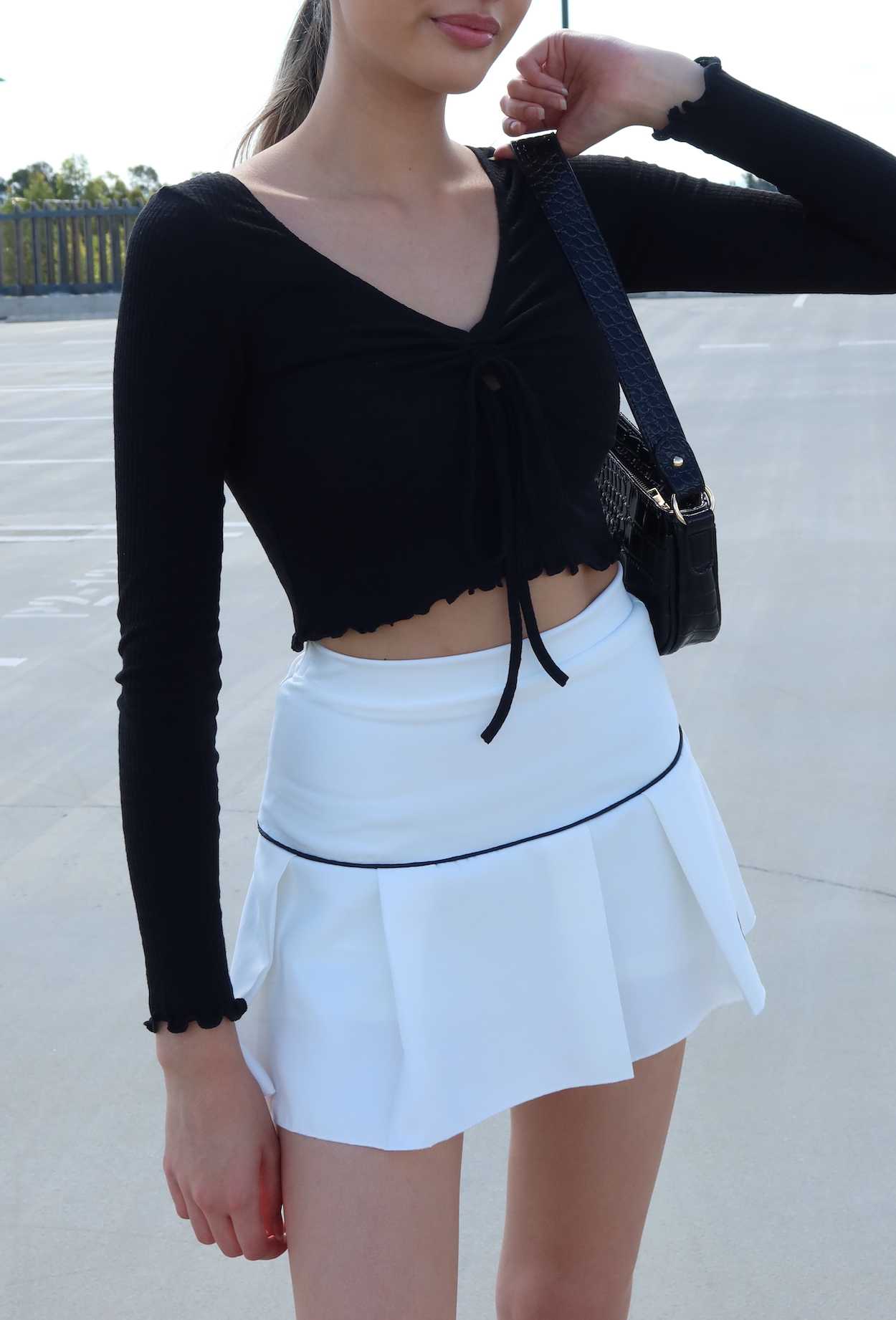 Monica Pleated Mini Skirt in White