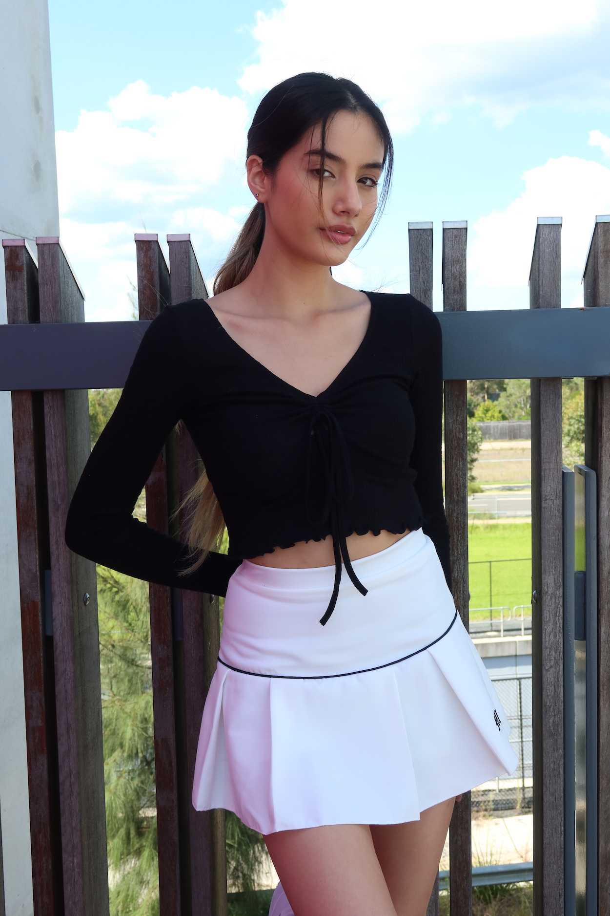 Monica Pleated Mini Skirt in White
