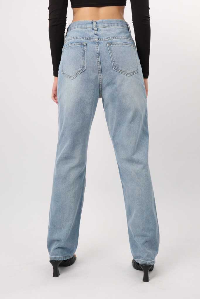Dante Asymmetric Straight leg Jeans in Blue