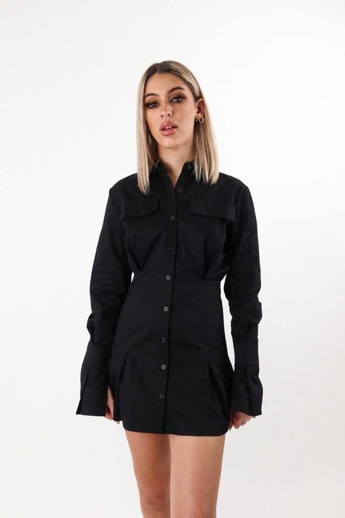 Lilo Shirt Dress in Black