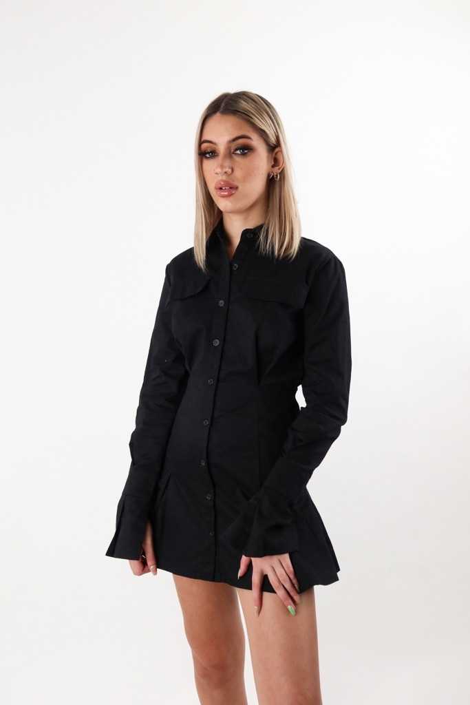 Lilo Shirt Dress in Black