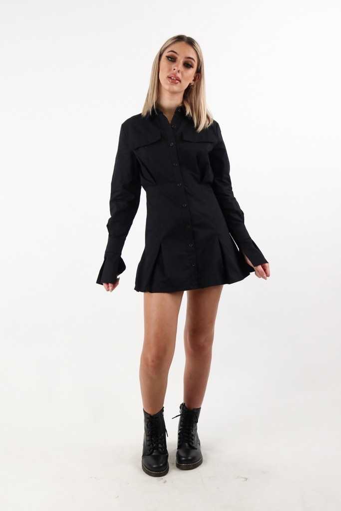 Lilo Shirt Dress in Black