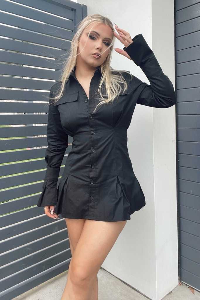 Lilo Shirt Dress in Black