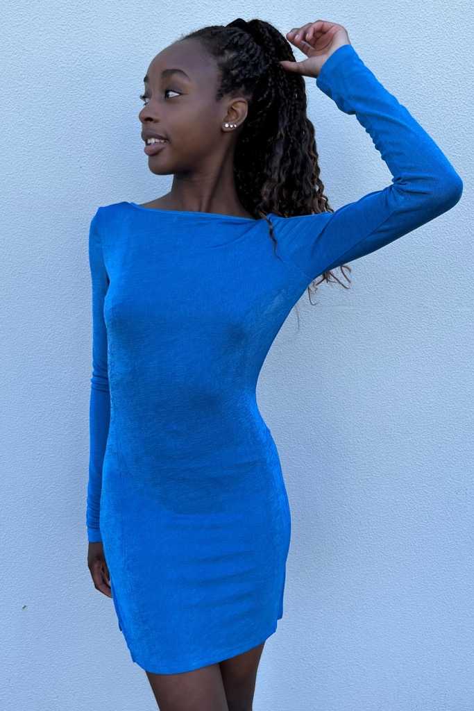 Shay Open Back Dress in Cobalt Blue