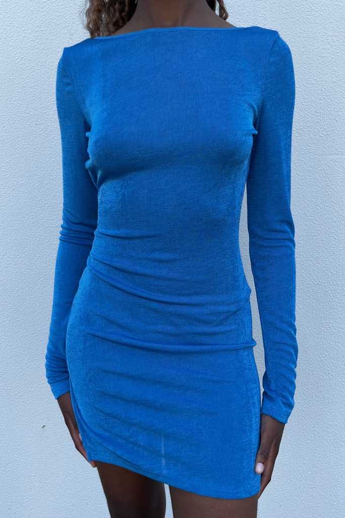 Shay Open Back Dress in Cobalt Blue