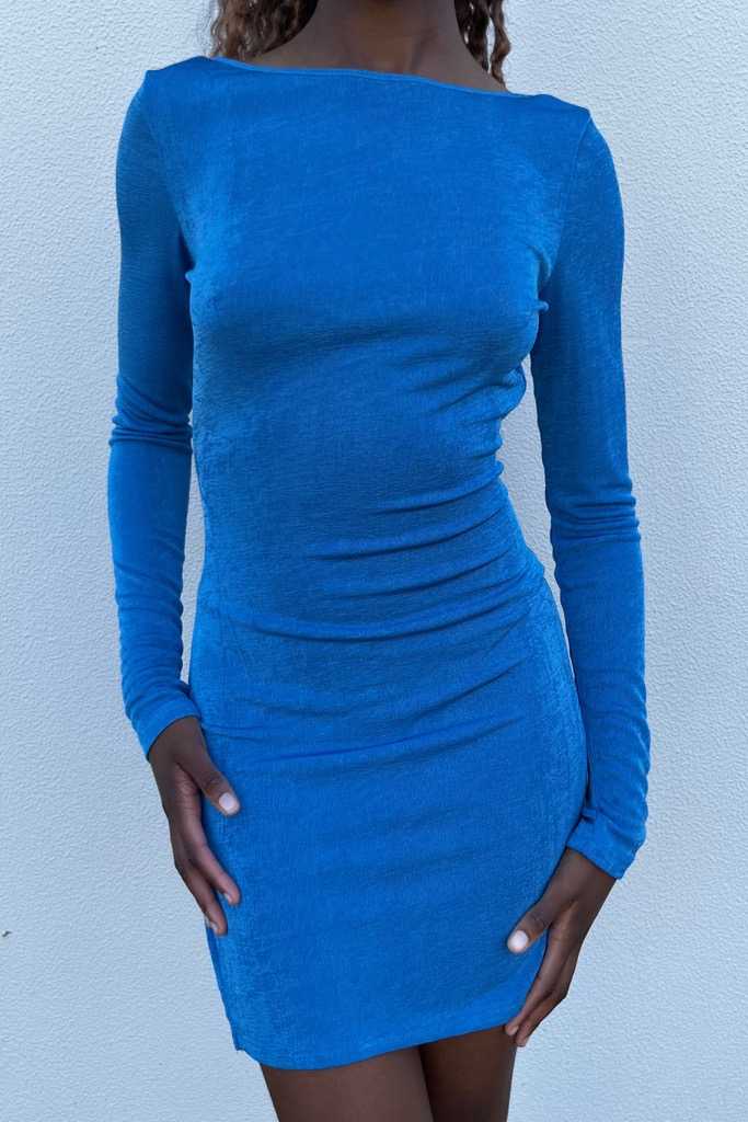 Shay Open Back Dress in Cobalt Blue