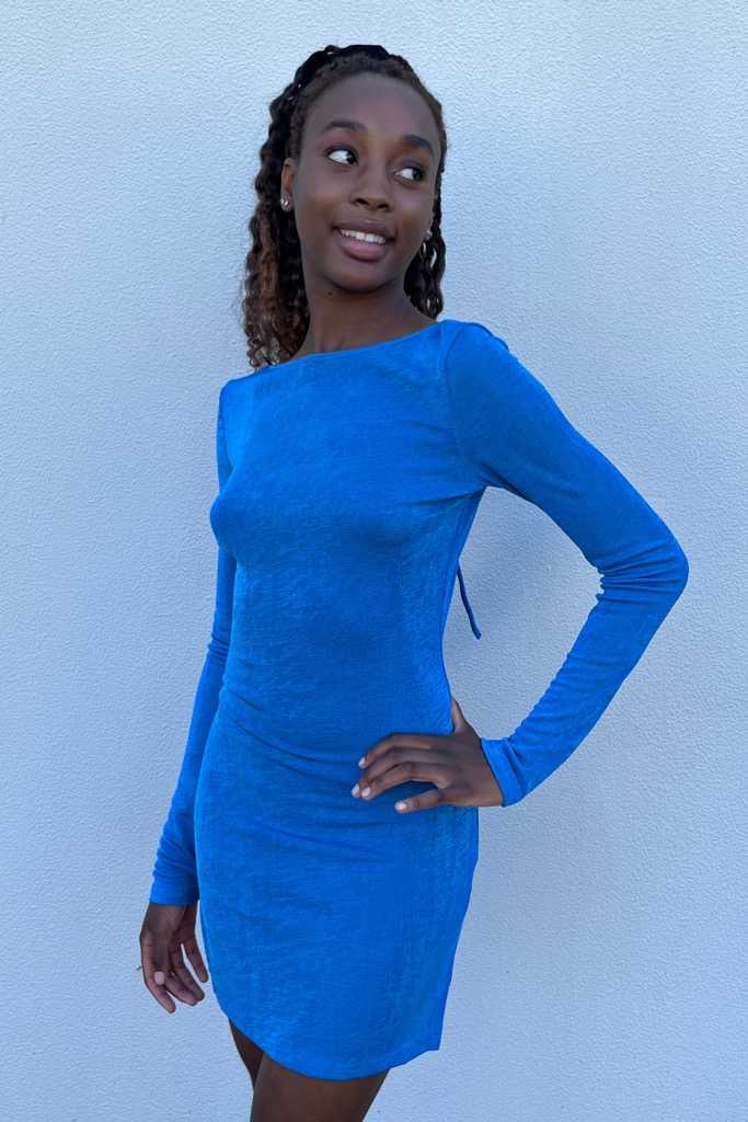 Shay Open Back Dress in Cobalt Blue